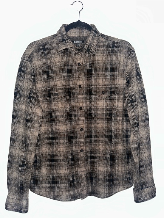 Express Other - Express Men’s Black & Gray Plaid Button-Up Shirt